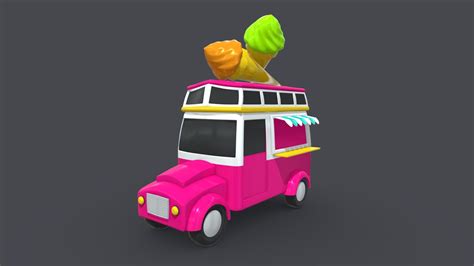 Asset Cartoons Car Ice Cream 3d Model Buy Royalty Free 3d