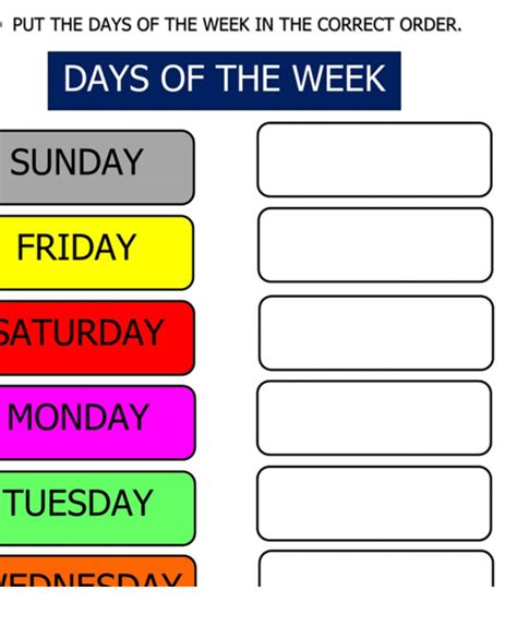 Put The Days Of The Week In The Correct Order En Actividades