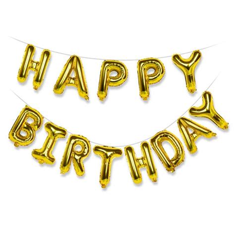 Buy Happy Birthday Balloons Golden16 Inches Aluminum Foil Banner Gold