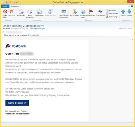 Go to postbank de online banking login page via official link below. Postbank-Phishing: Online-Banking Zugang gesperrt von ...
