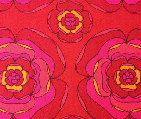 100 Vintage Fabrics 1960s Vintage Scandinavian Red Flower Power