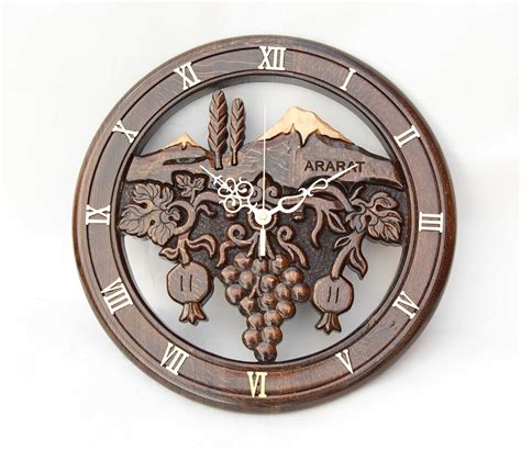 Armenian Handmade Wood Carving Decor Clock For Wall Handwork Etsy