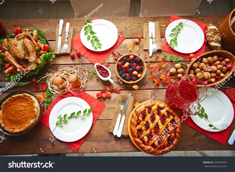 Lots Traditional Festive Food On Wooden Stock Photo 228478294