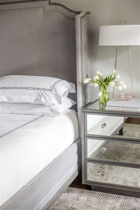 Mirrored Nightstand Upholstered Bed Mirrored Bedroom Furniture