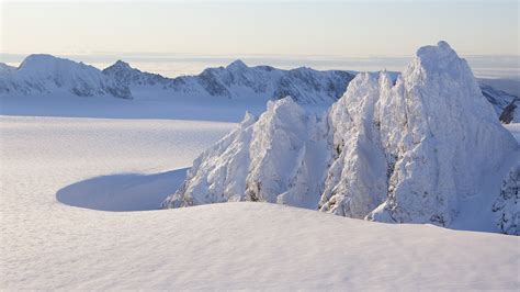 Rugged Kenai Mountain Peaks Covered In Snow Kachemak Bay State Park