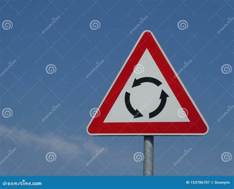 Circular Intersection Warning Traffic Road Sign Roundabout Stock Image