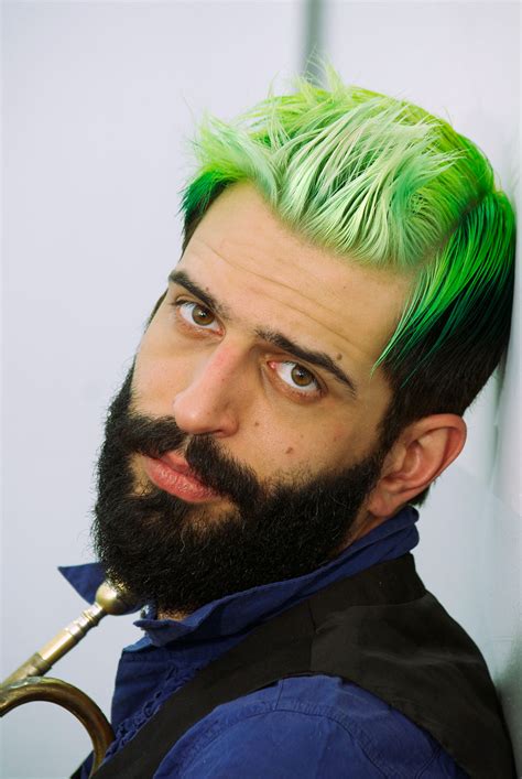Mens Short Hairstyles Daring Gradient Green Hair Color By