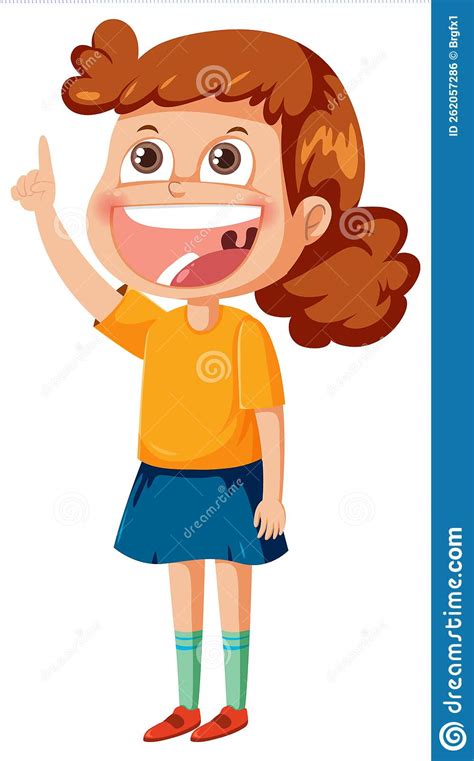 A Girl Pointing Finger Cartoon Character Stock Vector Illustration Of