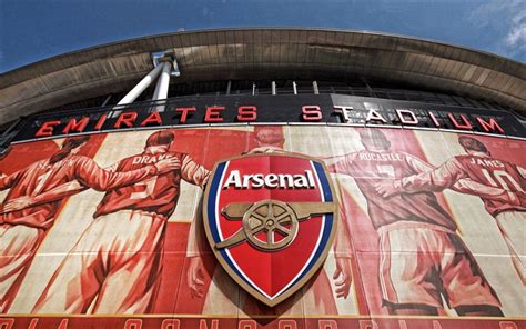 Herunterladen Hintergrundbild Emirates Stadium Fc Arsenal Logo London