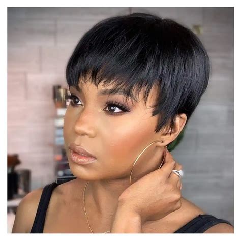 Sleek Short Human Hair Wigs Pixie Cut Wig 8 Inch Remy Brazilian Hair