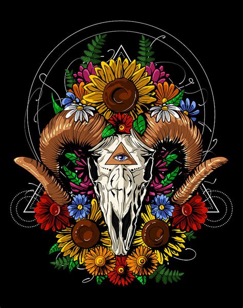 Psychedelic Ram Skull Digital Art By Nikolay Todorov Pixels