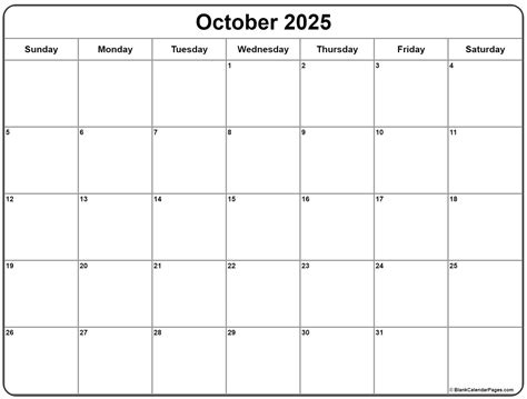 October 2025 Calendar Free Printable Calendar