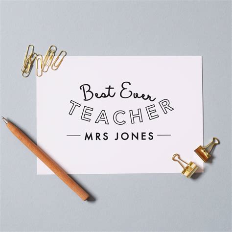 Personalised Best Teacher Card By Jg Artwork