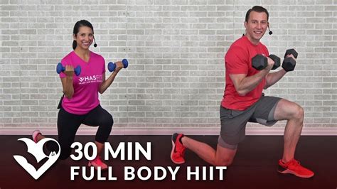 30 Minute Full Body Hiit At Home Workout With Weights Total Body 30 Min Dumbbell Hiit Workout