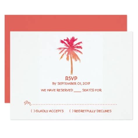 Tropical Sunset Palm Tree Beach Wedding Rsvp