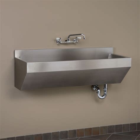 47 Stainless Steel Single Well Angled Front Wall Mount Commercial Sink