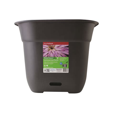 Homeleisure 500mm Charcoal Watersaver Contemporary Square Planter