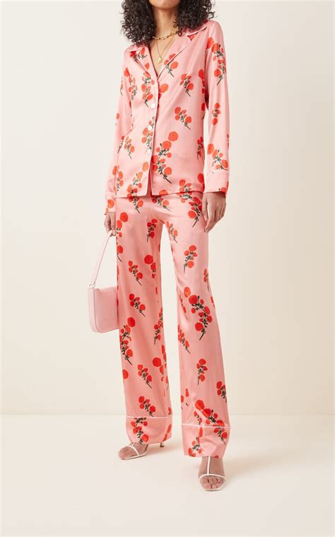 Floral Satin Pajama Set By Bernadette Antwerp Moda Operandi Pink Silk Pajamas Satin Pajamas