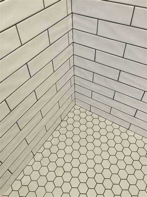 30 White Hexagon Tile With Light Grey Grout Decoomo