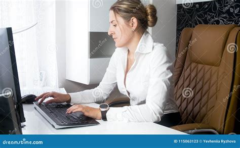 Portrait Of Female Boss In Modern Office Stock Image Image Of Internet Cheerful 115063123