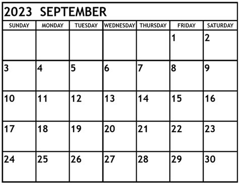 Printable September 2023 Calendar Template Pdf Word Excel