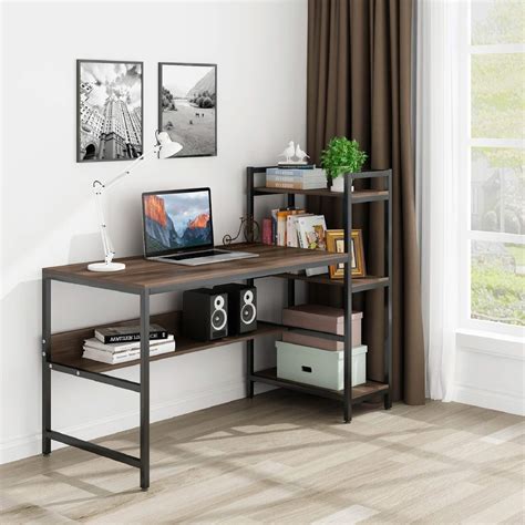 Buy Tower Computer Desk With 4 Storage Shelves Writing Study Table