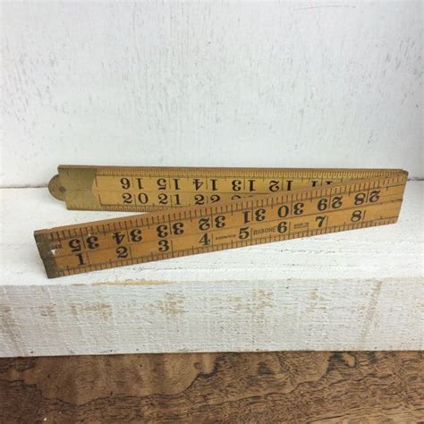 Vintage Wooden Folding Ruler Or Measuring Stick Etsy Wooden