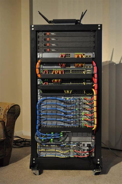 The Rack Is Full Of Many Different Colored Wires And Cables All