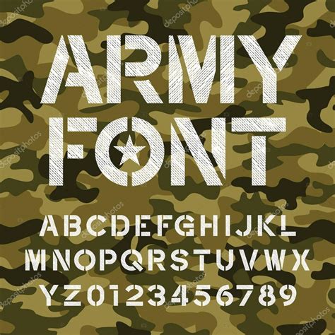 Army Alphabet Font Endless Camo Background Stock Vector