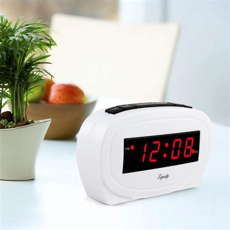 Equity By La Crosse Digital 060 In Red Led Electric White Alarm Table