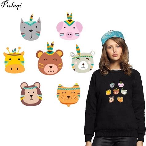 Pulaqi Cute Cartoon Heat Transfer Vinyl Iron On Patches Clothes
