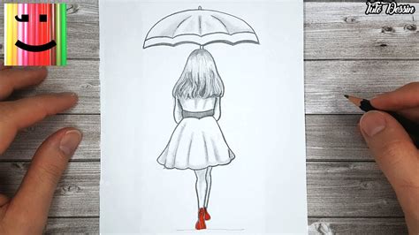 Comment dessiner une fille sous un parapluie pour les débutants dessin pas à pas