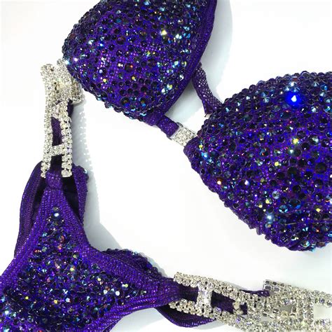 Stunning Purple Competition Bikini Heavy Rhinestones Shine Bikinis