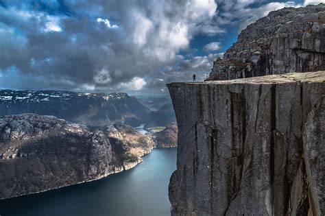 Photography Landscape Nature Cliff Mountains Clouds Fjord Norway