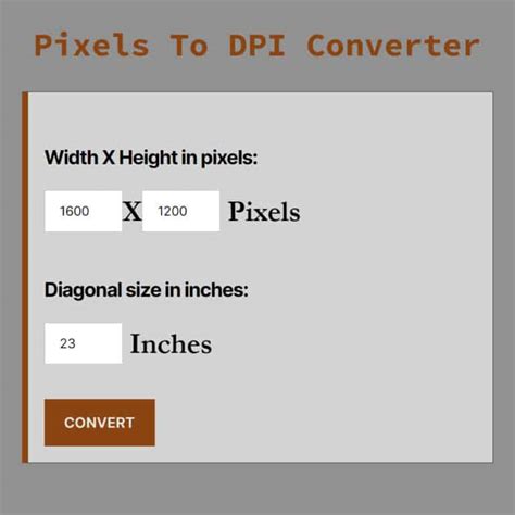 Pixels To Dpi Converter