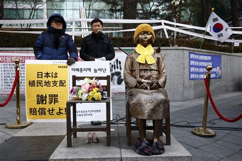 the statue of a wartime sex slave outside japan s embassy in south korea could be a problem