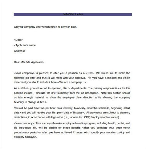 Offer Letter Template 15 Free Word Pdf Documents Download Free