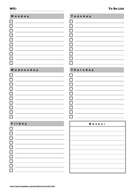 Printable To Do List 5 Days Weekly Plan How To Make A Professional