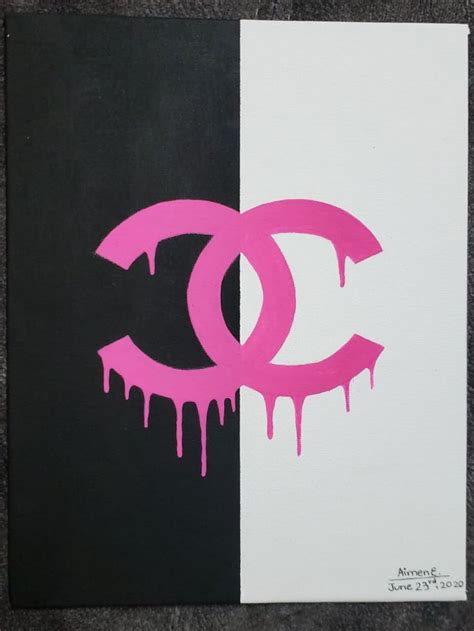 Designer Inspired Painting Dripping Pink Chanel Logo Made By Eesha