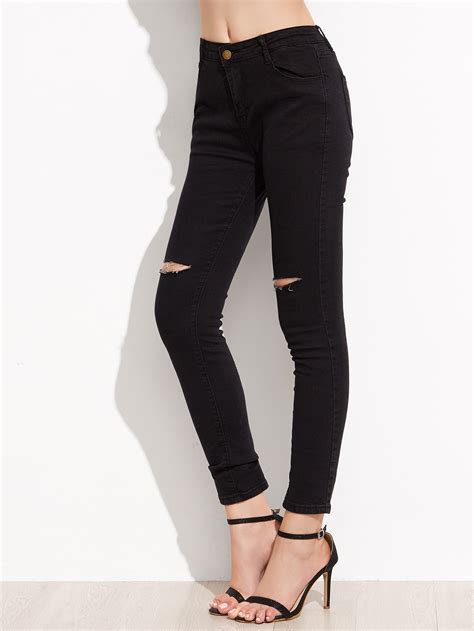 Black Ripped Skinny Jeans Sheinsheinside