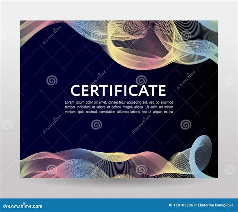 Certificate Template Diplomas Currency Vector Gradient Frame Stock