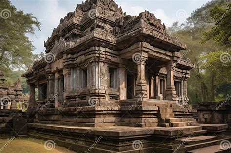 Ancient Temple With Intricate Carvings And Towering Columns That Has