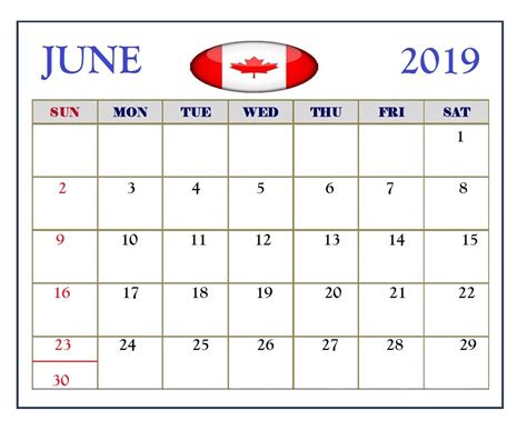 June 2019 Calendar Canada Holidays Canada Holiday June 2019 Calendar