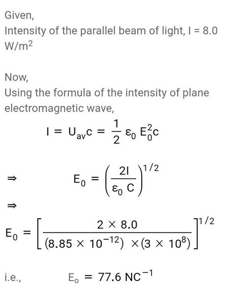 The amplitude of the electric field of a parallel beam of ...