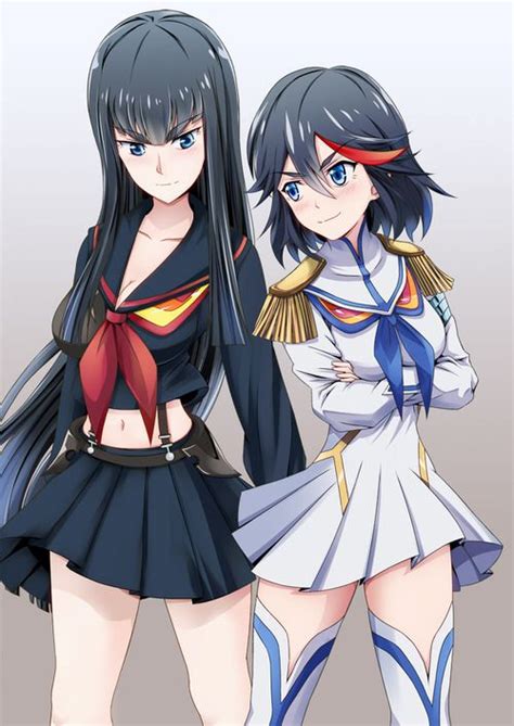 Ryuko Matoi And Satsuki Kiryuin Anime Siblings Neko Girl Female