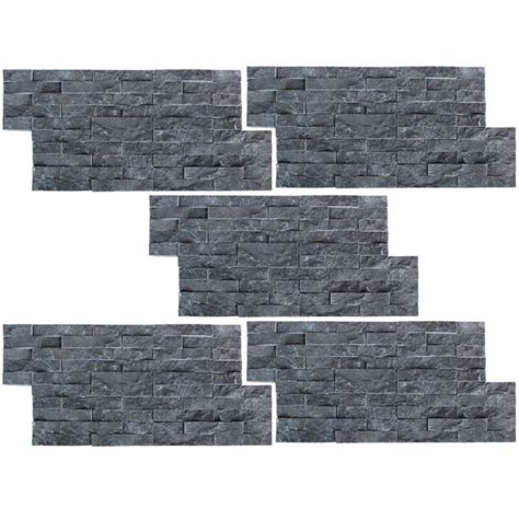 Vidaxl 5x Wall Cladding Panels Marble Black 05m Stack Stone In