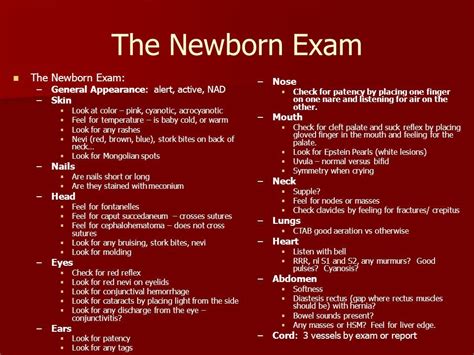 Newborn Physical Exam Template