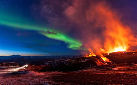 Wallpaper Fimmvorduhals Iceland Mountains Volcanic Eruption