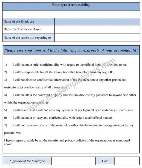 Employee Accountability Form Template Accounting Form