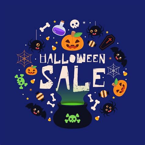 Flat Halloween Sale Concept Free Vector